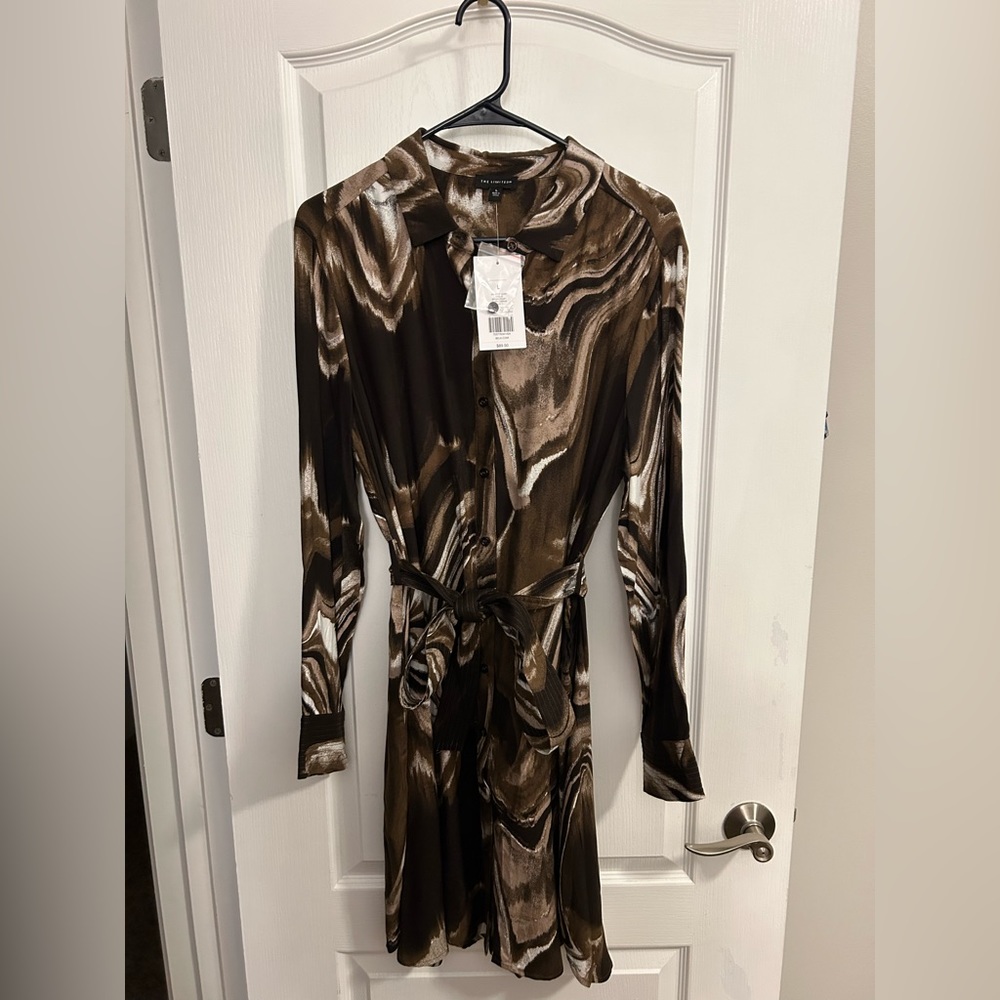 Brown and white dress